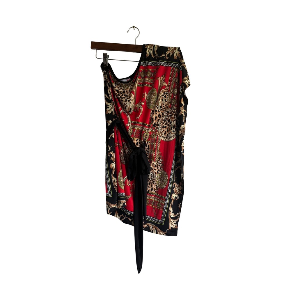 y2k Body Central top Medium‎ Red Black Gold Baroque Animal Print Club Party